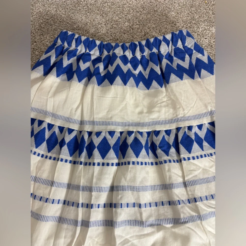 Anthropologie Kasia Size XS Womens Cream & Blue Eros Tiered Maxi Skirt - Picture 11 of 13